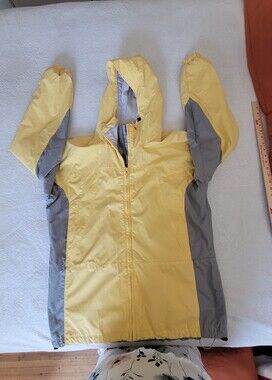 Columbia Ladies Large Yellow Gray Raincoat Euc  Pretty Colorful Fun